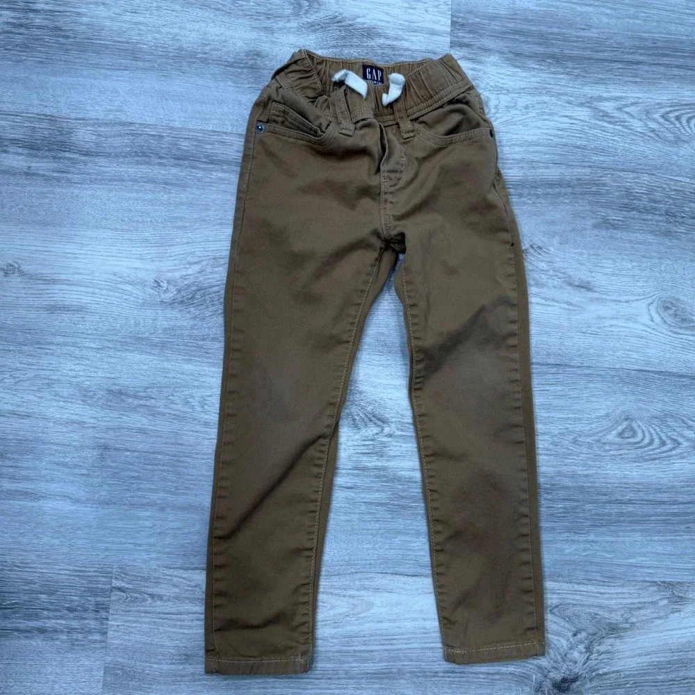 Gap Kids Stretch Slim Brown Khaki Pants Boys Girls‎ Size XS 4 5